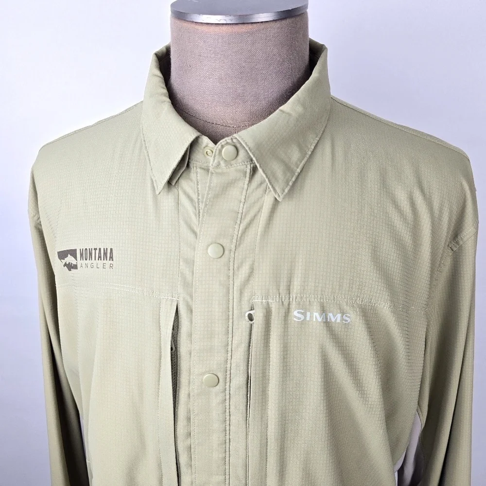 Simms Intruder BiComp Featherlight Fishing Long-Sleeve Shirt Mens XXL -Tan